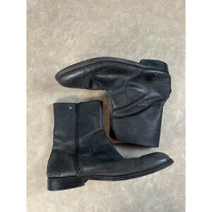 DIESEL Cap Toe BLACK LEATHER Boots Mens‎ Slip On Ankle Chukka  46